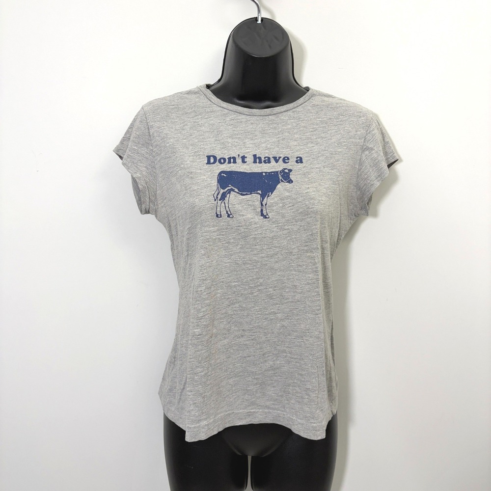 Y2k T-Shirt Don't Have A Cow Graphic Size Large Gray